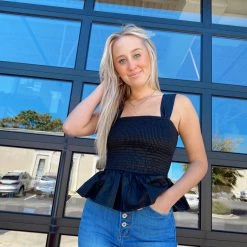 TCEC Smocked Leather Tank Top Tops