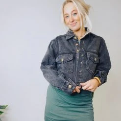 Mono B Tops Jasmine Distressed Denim Jacket