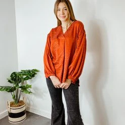 143 Story Tops Ginger Satin Leopard Top