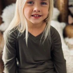 12PM By Mon Ami Swank Tween Rayley Long Sleeve Ribbed Top