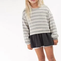 12PM By Mon Ami Cam Contrast Ruffle Hem Top