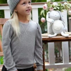 12PM By Mon Ami Heather Stitched Puff Sleeve Top