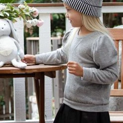 12PM By Mon Ami Heather Stitched Puff Sleeve Top