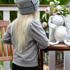 12PM By Mon Ami Heather Stitched Puff Sleeve Top