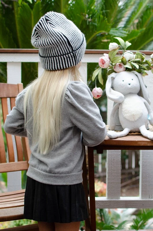 12PM By Mon Ami Heather Stitched Puff Sleeve Top