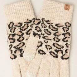 Fashion City Outerwear Laney Leopard Knit Gloves