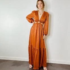 Peach Love Orion Satin Maxi Dress