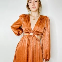 Peach Love Orion Satin Maxi Dress