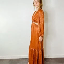 Peach Love Orion Satin Maxi Dress