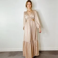 Peach Love Orion Satin Maxi Dress