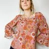 Peach Love Retro Vibes Floral Top Tops