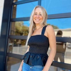 TCEC Smocked Leather Tank Top Tops