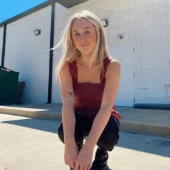 TCEC Smocked Leather Tank Top Tops