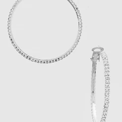 TRENDY Wholesale Jewelry 65 MM Hoop Rhinestone Earrings