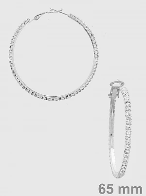 TRENDY 65MM Rhinestone Hoop Earrings | Wholesale Fashion Jewelry for Women 3 TRENDY Wholesale Jewelry 65 MM Hoop Rhinestone Earrings