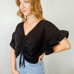 Entro Meagan Ruffle Ruched Top Tops