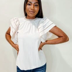 Strut & Bolt Tops Heidi Ruffle Sleeve Blouse