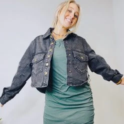 Mono B Tops Jasmine Distressed Denim Jacket