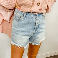 By Together Bottoms On The Run High Waisted Denim Shorts