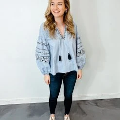 Mudpie Viola Embroidered Tunic Top