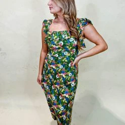Sugarlips Milo Floral Ruffle Midi Dress Dresses
