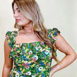 Sugarlips Milo Floral Ruffle Midi Dress Dresses