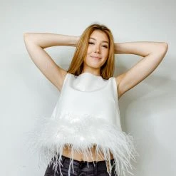 La Ros Tops Los Angeles Feather Tank Top