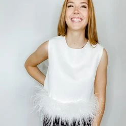 La Ros Tops Los Angeles Feather Tank Top