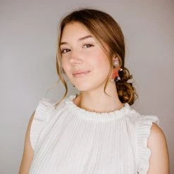 Golden Stella Crystal Santa Hat Earrings Jewelry