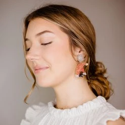 Golden Stella Crystal Santa Hat Earrings Jewelry