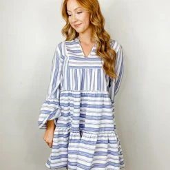 Entro Colby Striped Tiered Dress Dresses