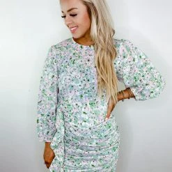 Entro Orchid Floral Ruched Dress