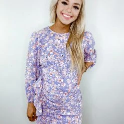 Entro Orchid Floral Ruched Dress