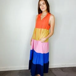 Entro Sun Ray Colorblock Maxi Dress Dresses