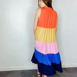 Entro Sun Ray Colorblock Maxi Dress Dresses