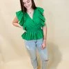Glam Anna Ruffle Peplum Top Tops