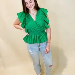 Glam Anna Ruffle Peplum Top Tops