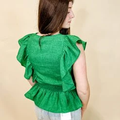 Glam Anna Ruffle Peplum Top Tops