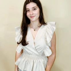 Glam Anna Ruffle Peplum Top Tops