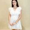 White Birch Evelyn Flutter Sleeve Dress Dresses