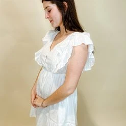 White Birch Evelyn Flutter Sleeve Dress Dresses