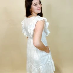 White Birch Evelyn Flutter Sleeve Dress Dresses