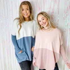 Tea N Rose Colorblock Boyfriend Pocket Sweater
