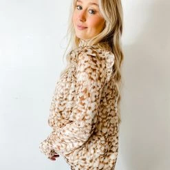 THML Abigail Printed Smocked Top Tops