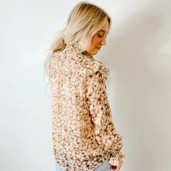 THML Abigail Printed Smocked Top Tops