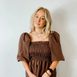 Vine & Love Marissa Smocked Peplum Top