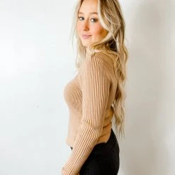 Promesa Tops Anna Cut Out Mock Neck Sweater