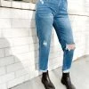 Vibrant Bottoms Jackie Distressed Mom Jeans