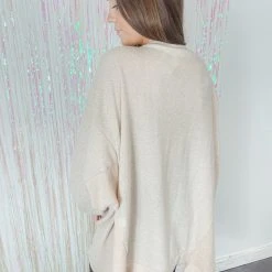 Fantastic Fawn Early Night Oversized V-Neck Top