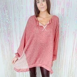Fantastic Fawn Early Night Oversized V-Neck Top